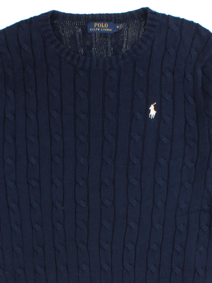 Ralph Lauren Navy Cable Knit Jumper (Size M)