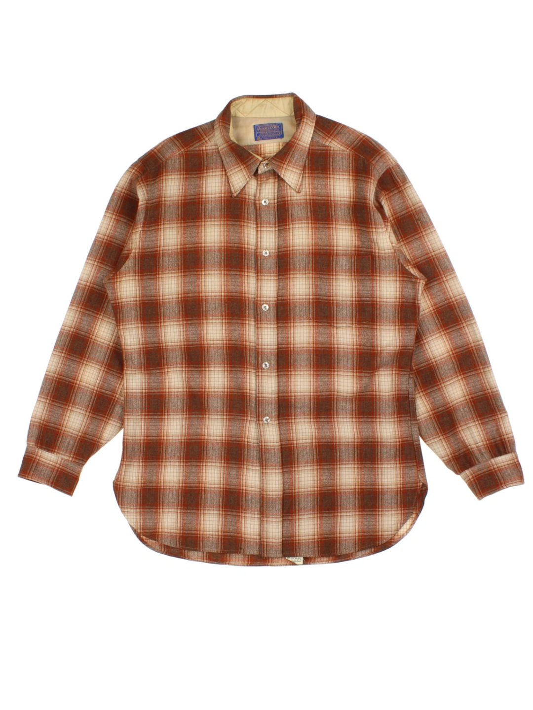 70s Pendleton Brown Checked Flannel Shirt (Size L)