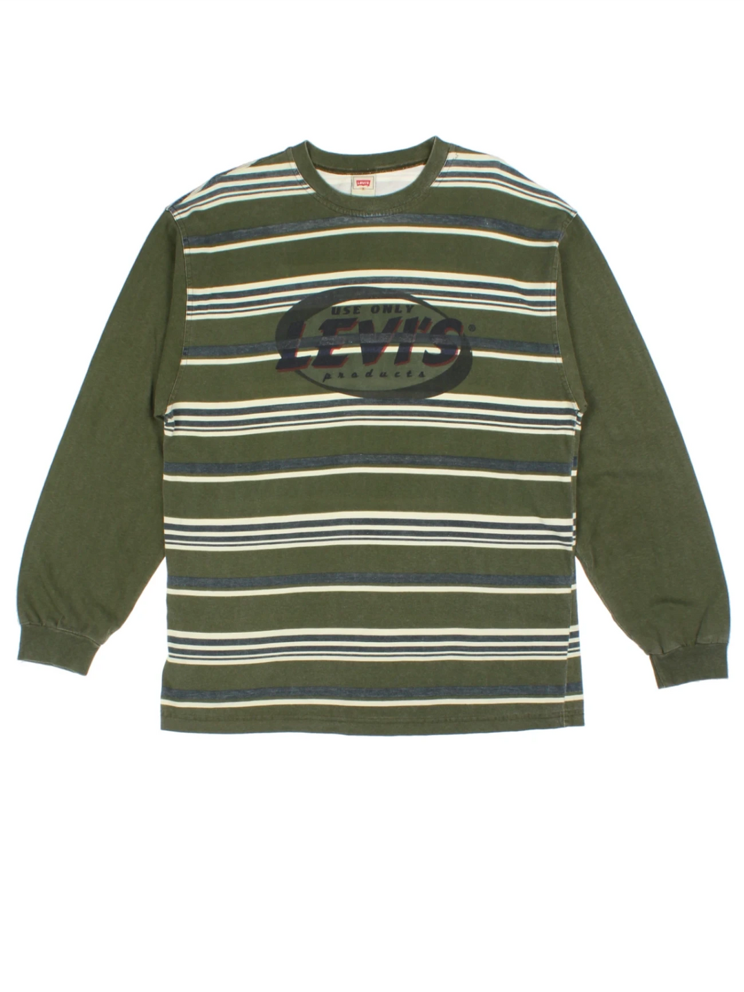 Levi Strauss Green Stripe Long Sleeve T-Shirt (Size L)