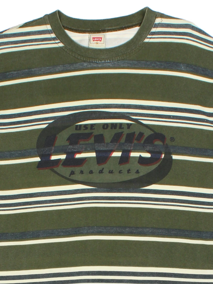 Levi Strauss Green Stripe Long Sleeve T-Shirt (Size L)