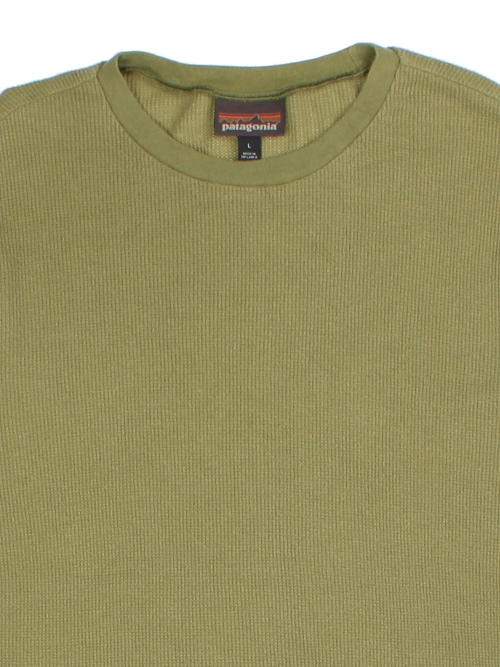 Patagonia Green Waffle Knit Long Sleeve T-Shirt (Size L)
