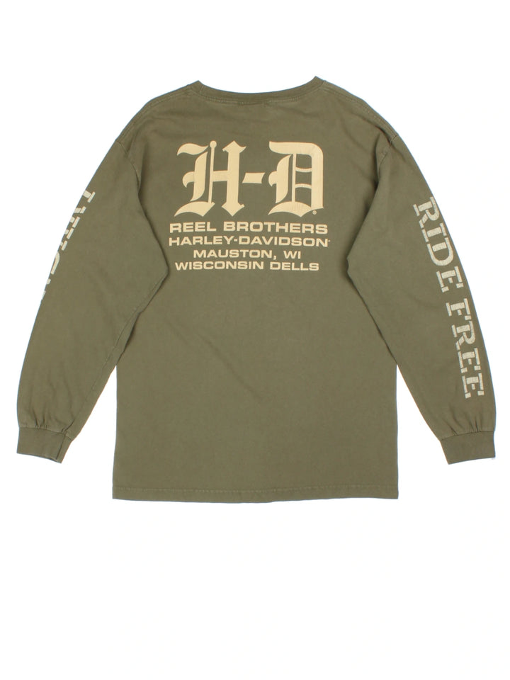 Harley-Davidson Wisconsin Green Screen Printed Long Sleeve T-Shirt (Size M)