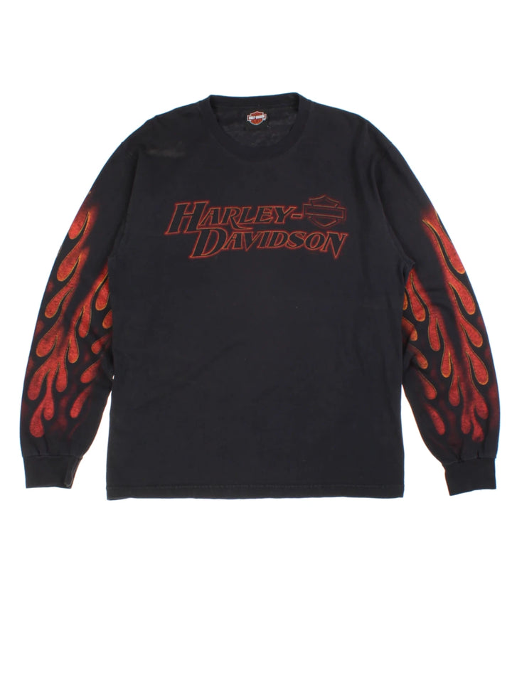 00s Harley-Davidson Redwood Black Screen Printed Long Sleeve T-Shirt (Size M)