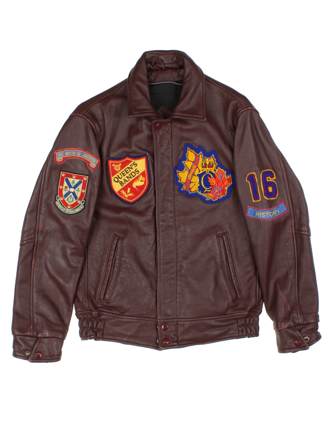 University Leather Brown Varsity Bomber Jacket (Size S)