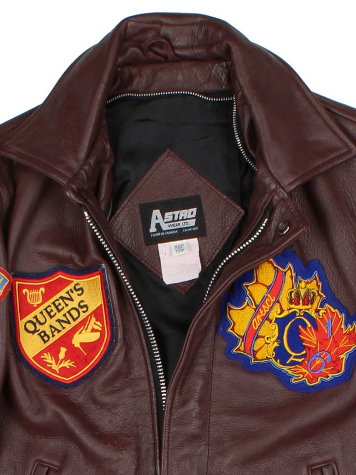 University Leather Brown Varsity Bomber Jacket (Size S)
