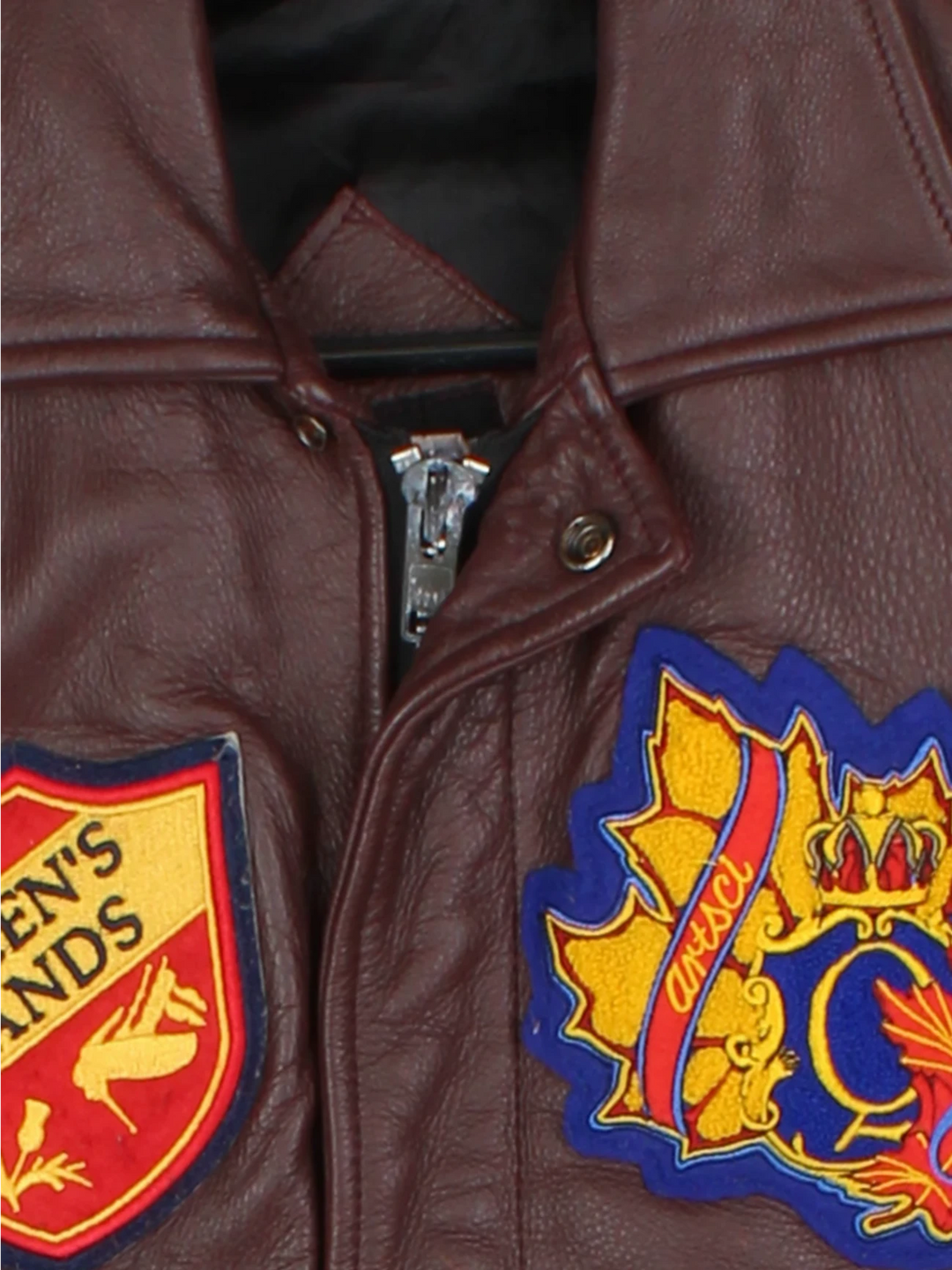 University Leather Brown Varsity Bomber Jacket (Size S)