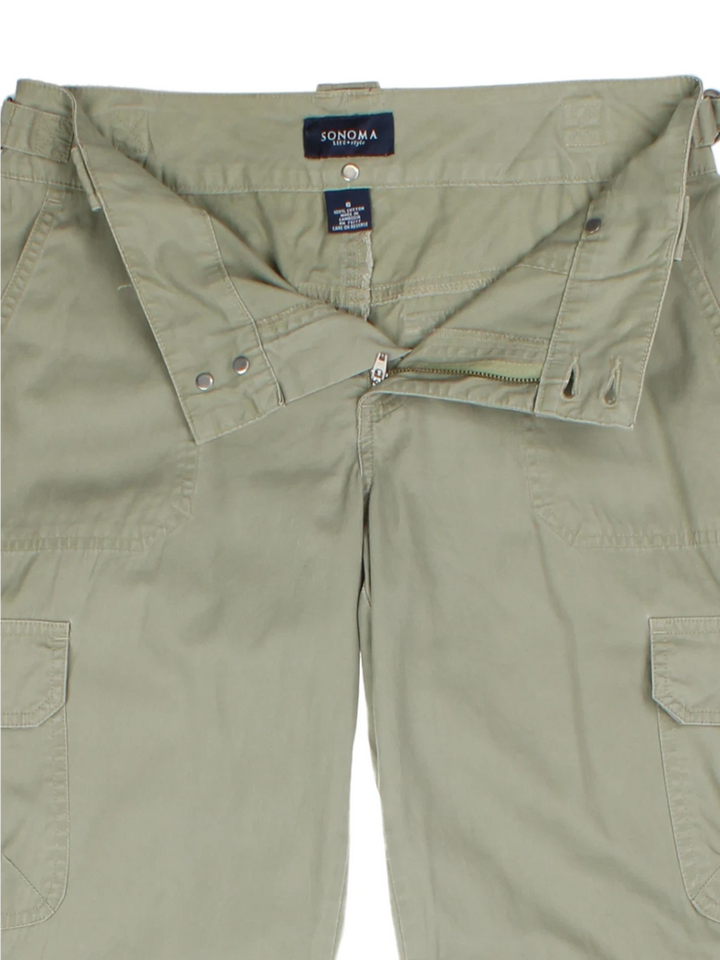 Y2K Green Straight Leg Cargo Trousers (Size S)