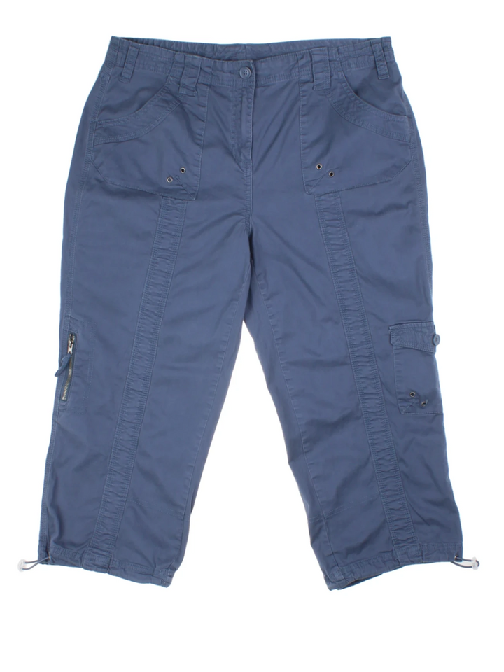 Y2K Blue Cargo Capri Trousers (Size M)