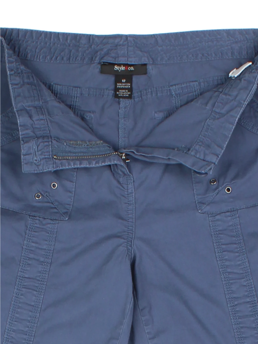 Y2K Blue Cargo Capri Trousers (Size M)
