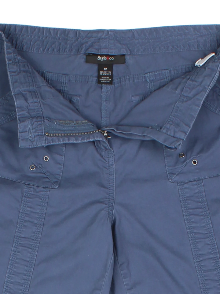 Y2K Blue Cargo Capri Trousers (Size M)