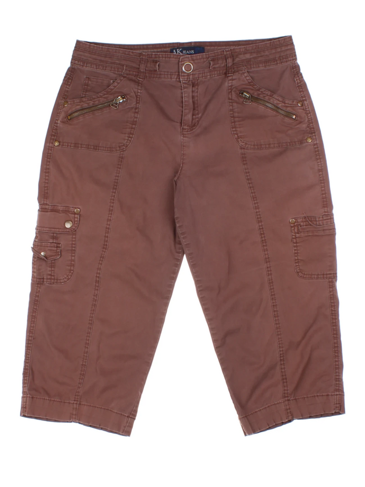 Y2K Brown Cargo Capri Trousers (Size M)
