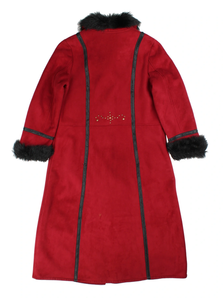 Elvi Red Faux Fur Studded Coat (Size L)