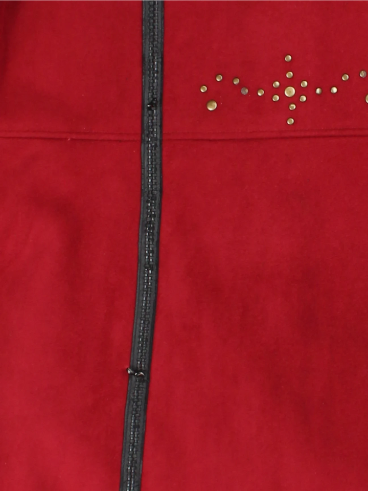 Elvi Red Faux Fur Studded Coat (Size L)