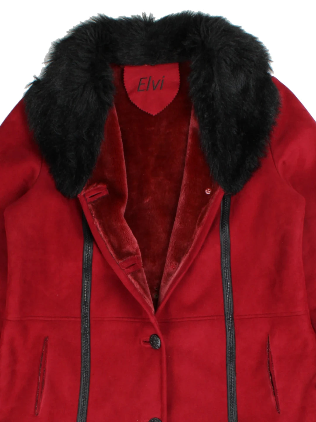 Elvi Red Faux Fur Studded Coat (Size L)