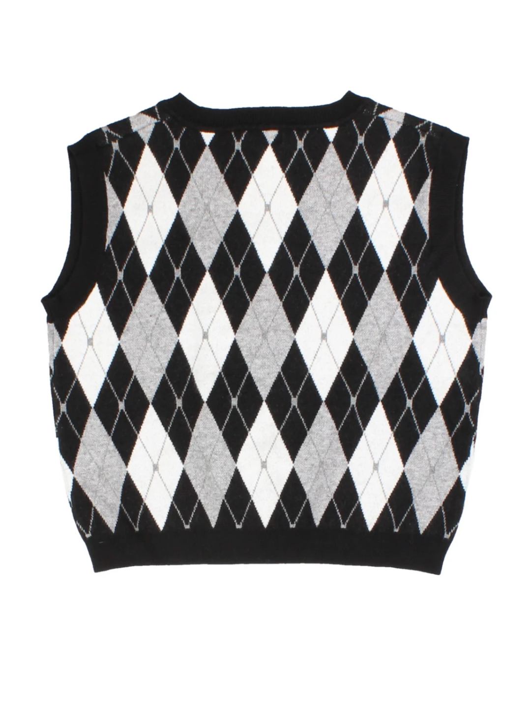 Black/White Argyle V-Neck Sweater Vest (Size S)