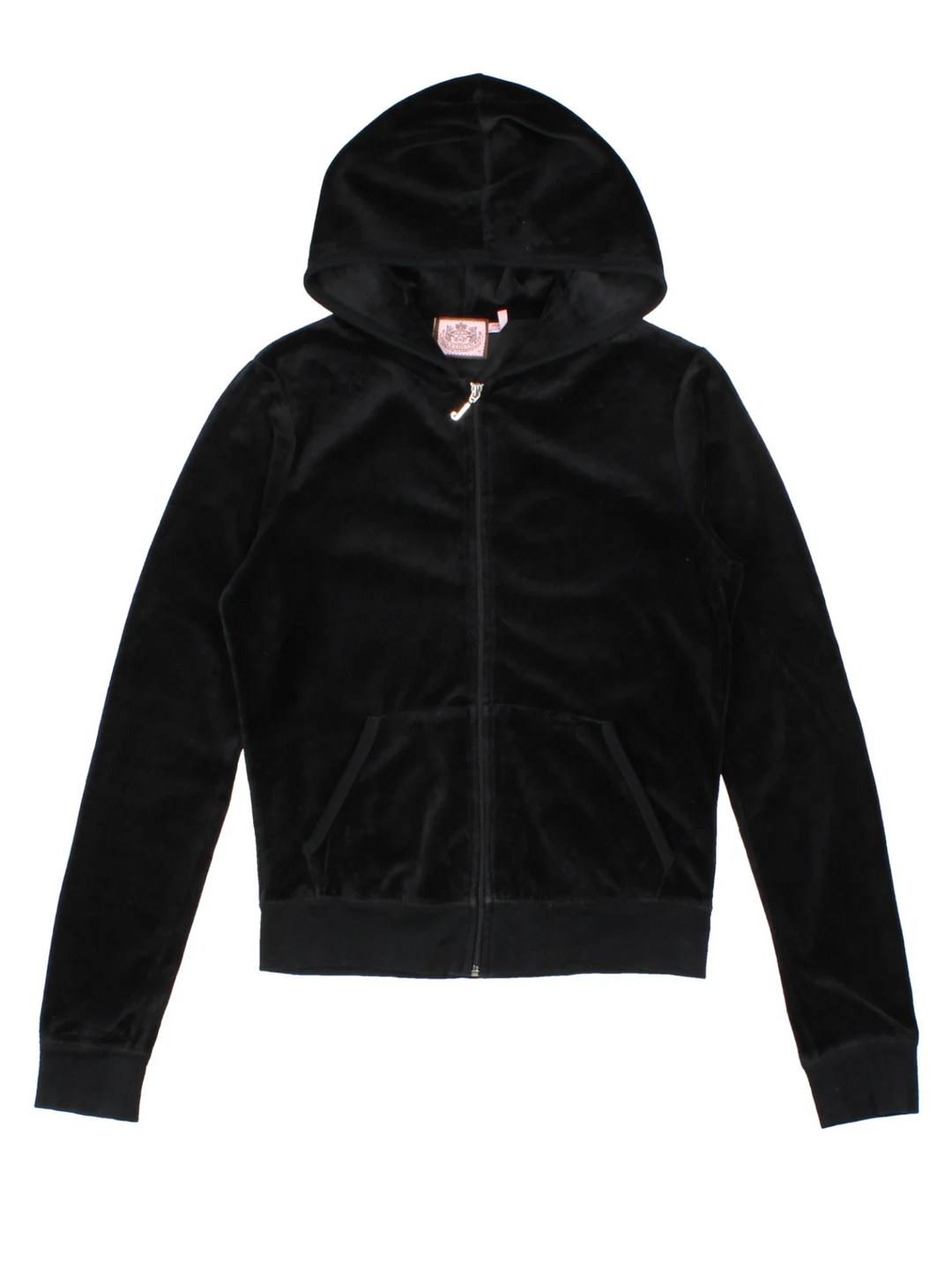 Y2K Juicy Couture Black Velour Hoodie (Size S)