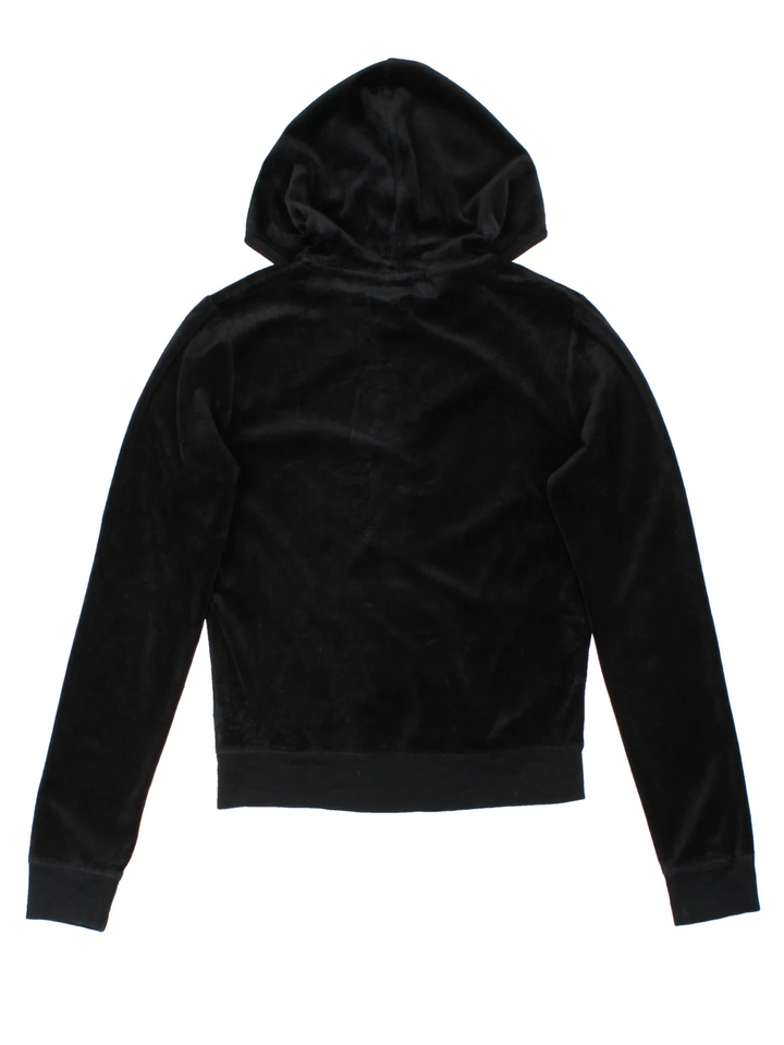 Y2K Juicy Couture Black Velour Hoodie (Size S)