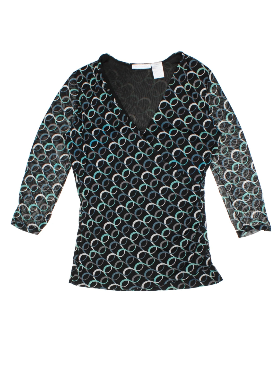 Y2K Abstract Print Wrap Top (Size M)