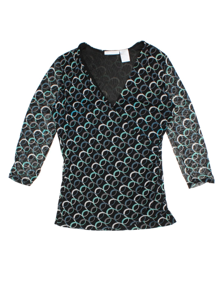 Y2K Abstract Print Wrap Top (Size M)