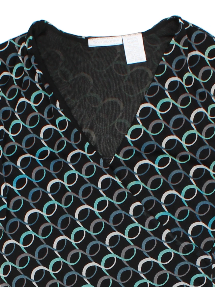 Y2K Abstract Print Wrap Top (Size M)