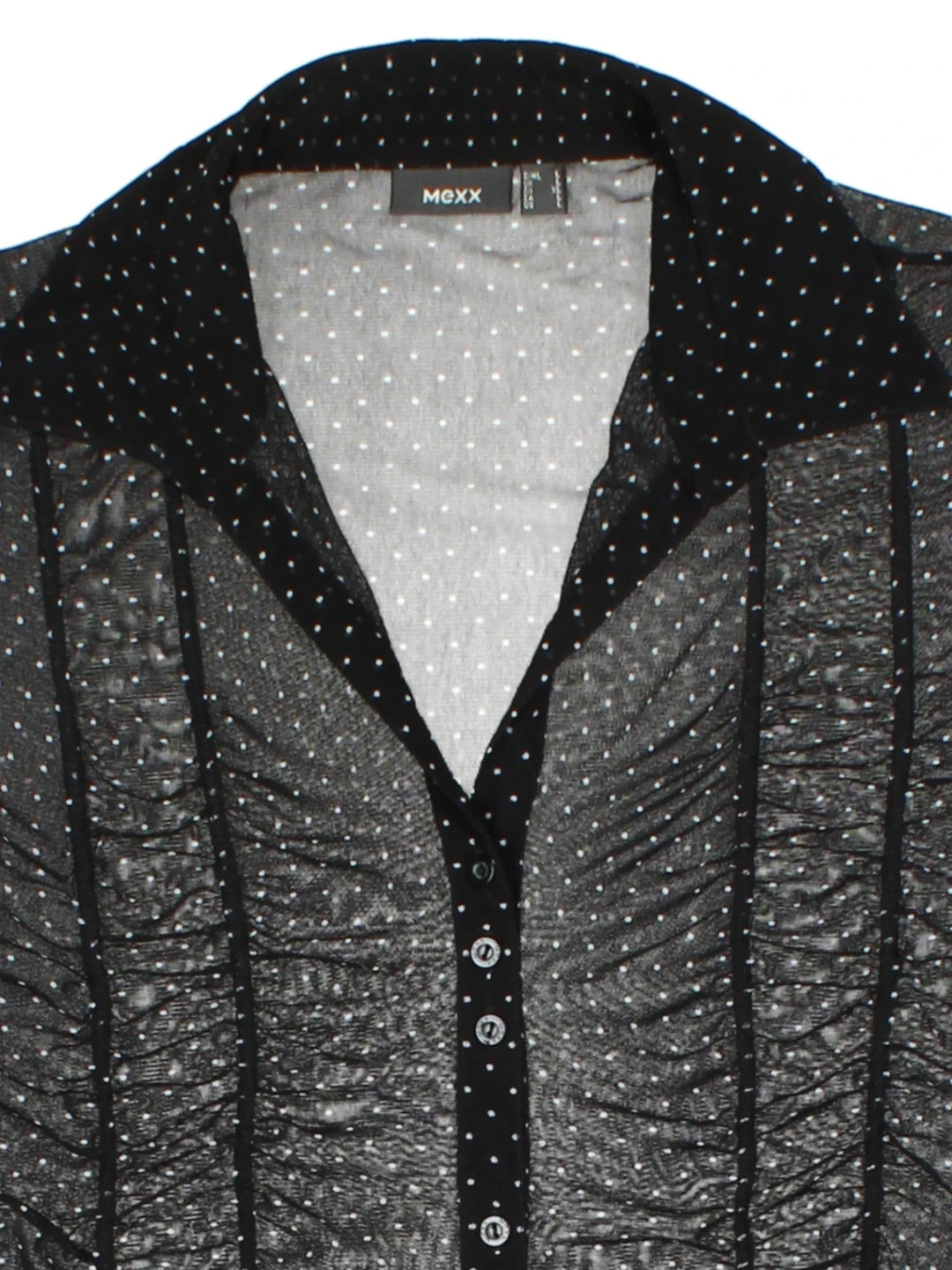 Y2K Black Polka Dot Mesh V-Neck Top (Size L)