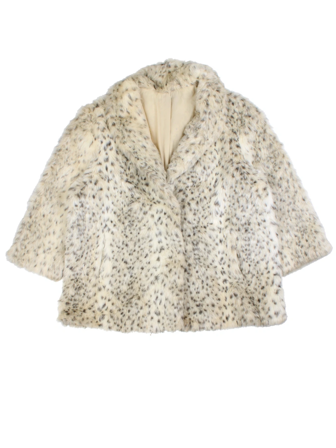 Snow Leopard Faux Fur Coat (Size XXL)
