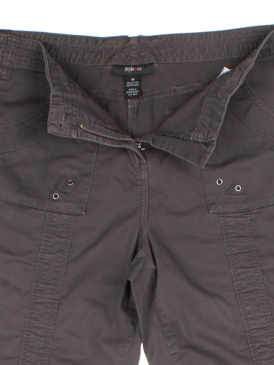 Y2K Grey Capri Cargo Trousers (Size M)