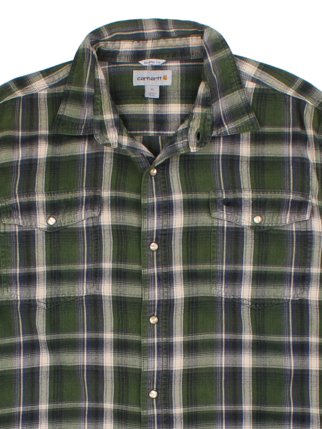 Carhartt Green Double Flap Pocket Flannel Shirt (Size XL)