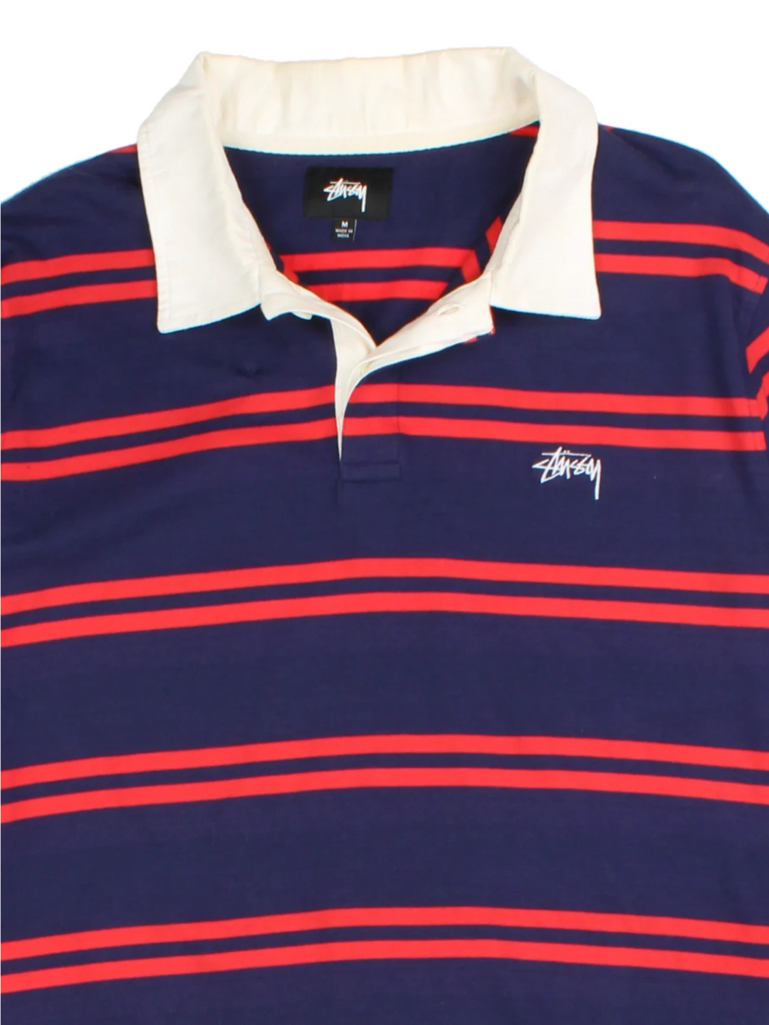 Stüssy Desmond Blue Stripe Longsleeve Rugby Shirt (Size M)