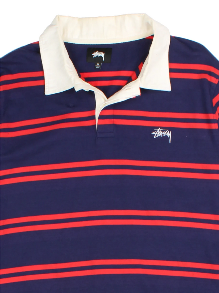 Stüssy Desmond Blue Stripe Longsleeve Rugby Shirt (Size M)