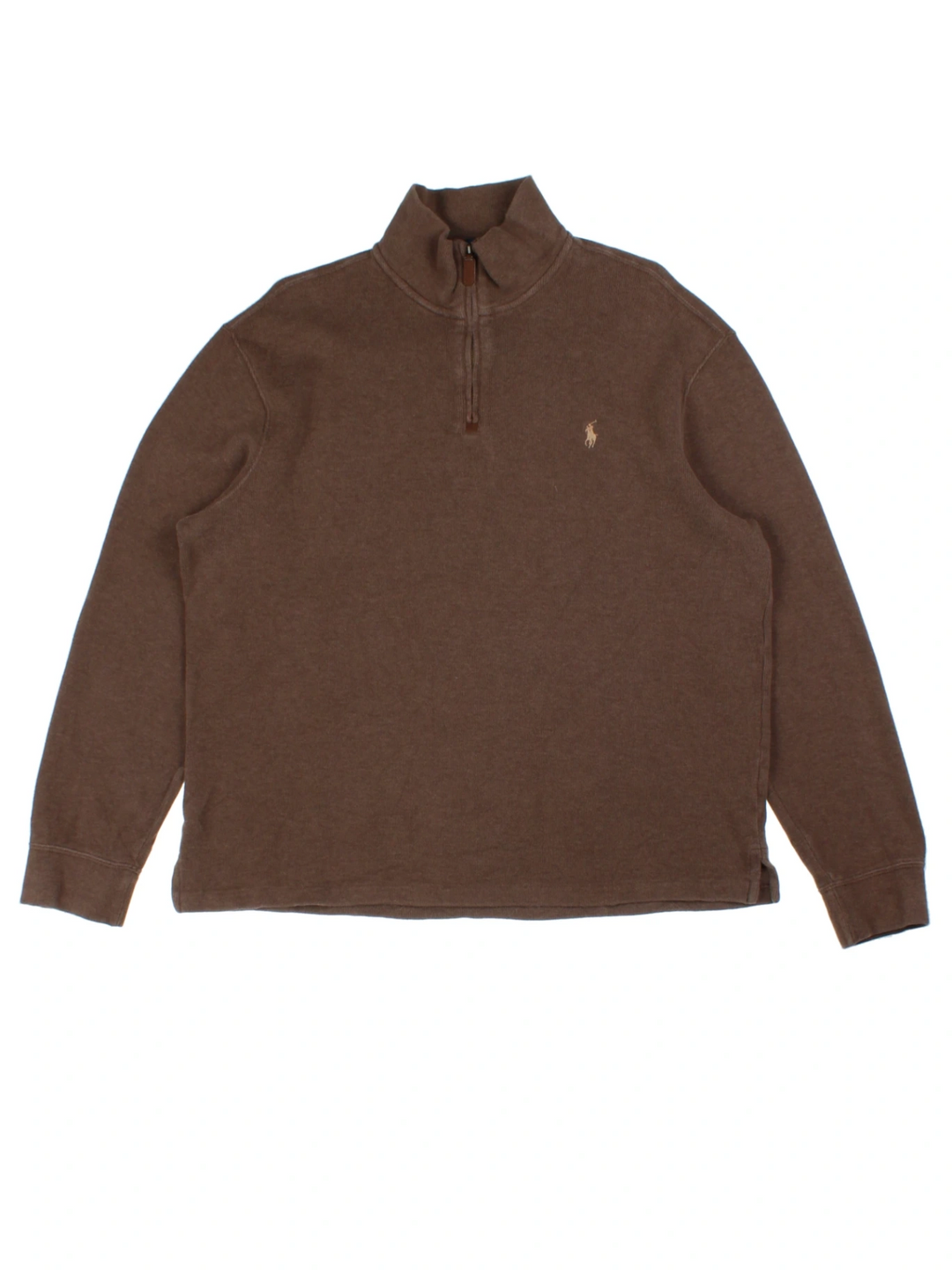Ralph Lauren Brown 1/4 Zip Jumper (Size L)