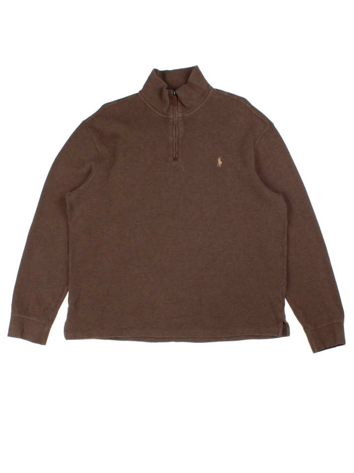 Ralph Lauren Brown 1/4 Zip Jumper (Size L)