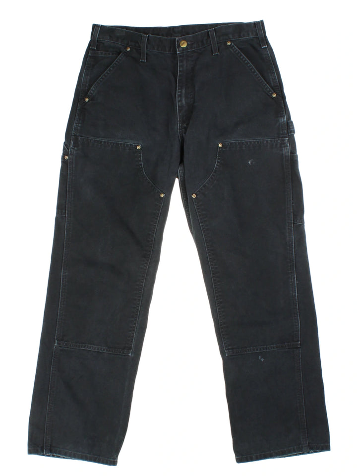Carhartt Duck Canvas Black Double Knee Trousers (Size S)