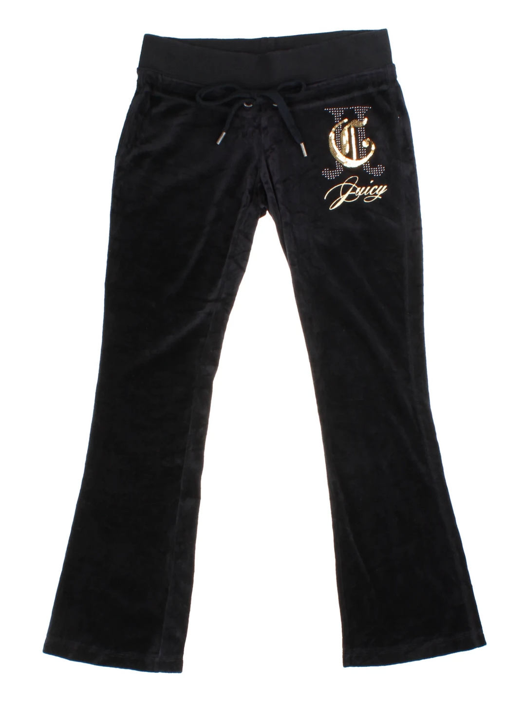 Y2K Juicy Couture Black Velour Tracksuit Bottoms (Size XS)