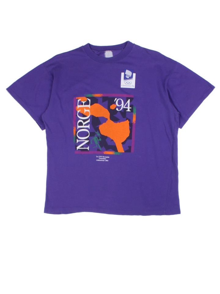 94 Lillehammer Winter Olympics Purple Graphic T-Shirt (Size M)