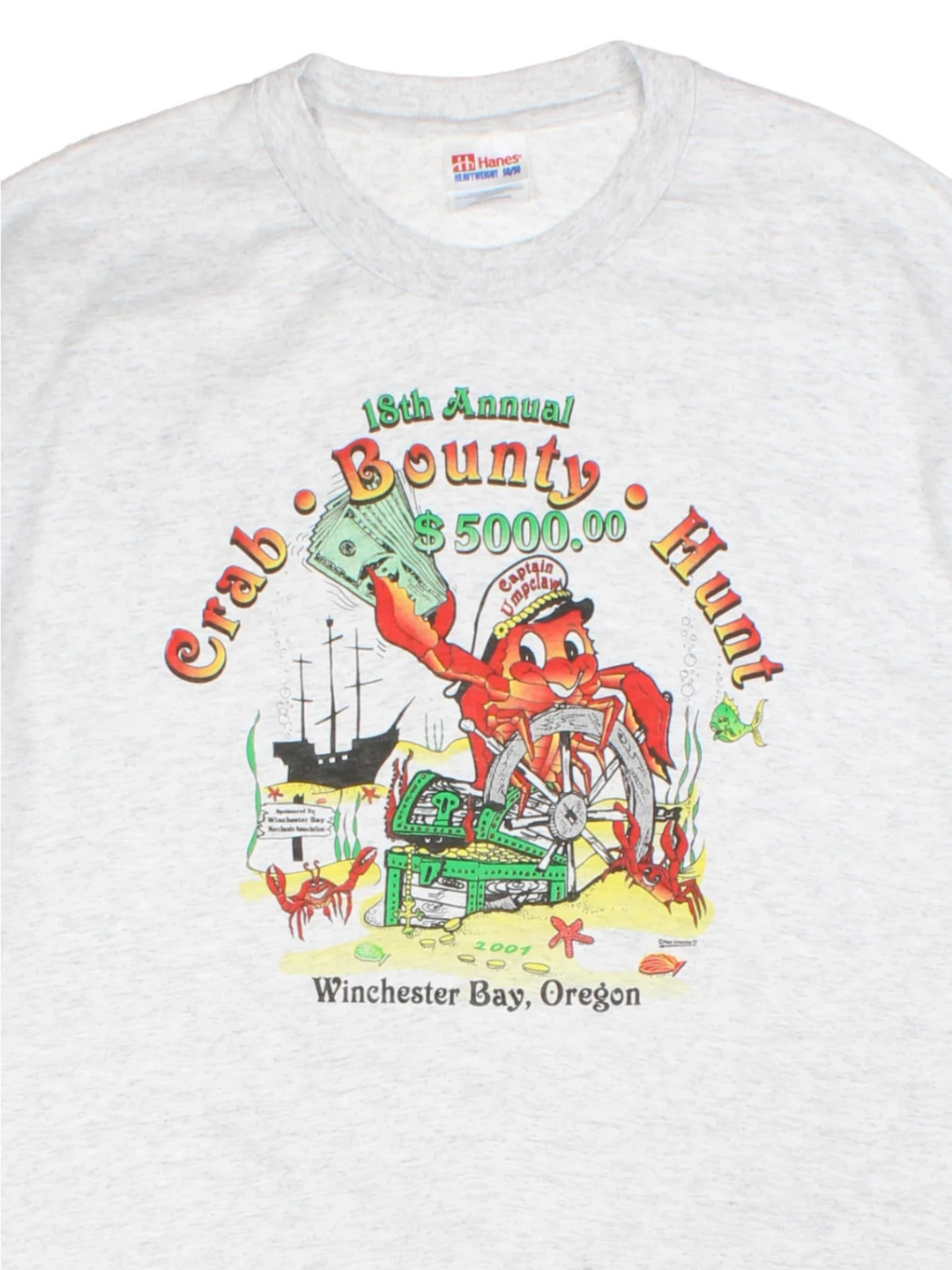 Crab Bounty Hunt Grey Graphic T-Shirt (Size M)