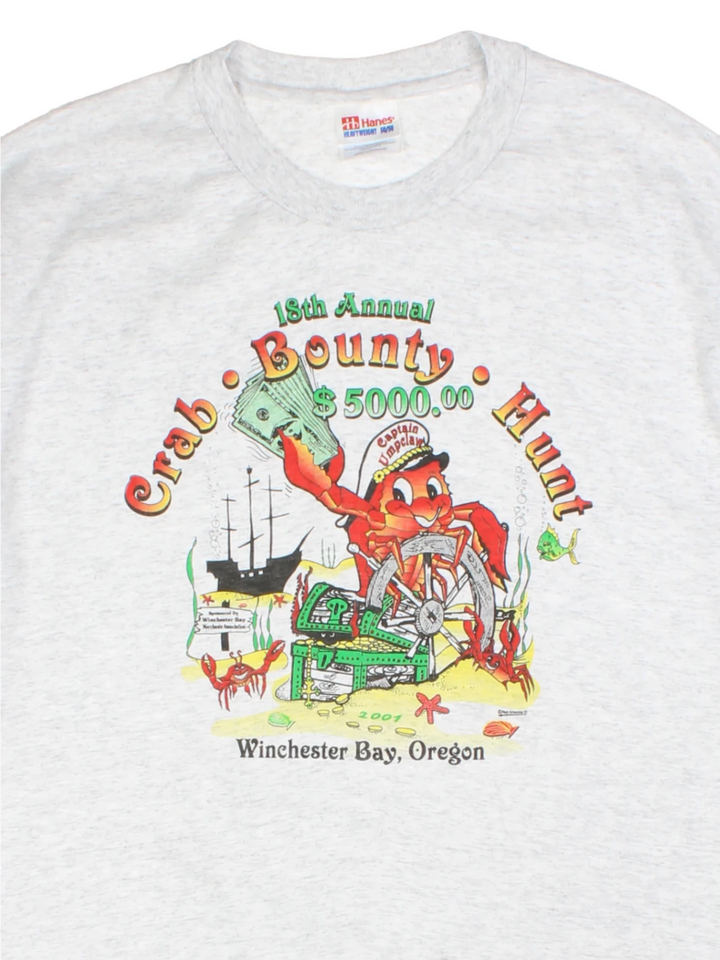 Crab Bounty Hunt Grey Graphic T-Shirt (Size M)