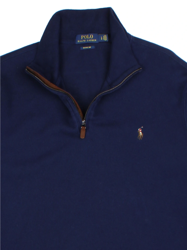 Ralph Lauren Blue 1/4 Zip Jumper (Size L)