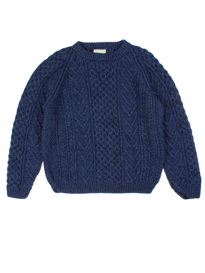 Carraig Donn Irish Blue Aran Jumper (Size M)