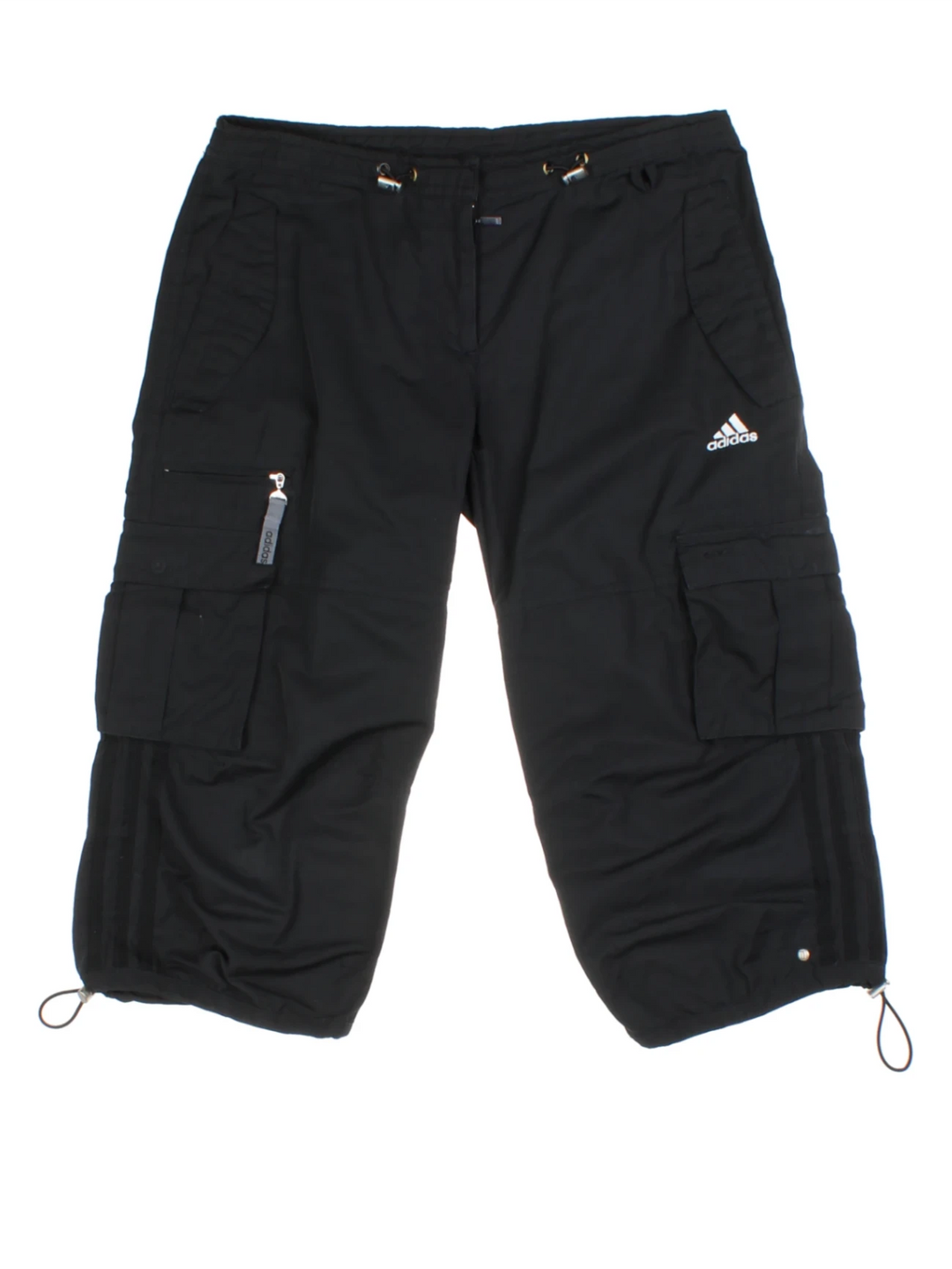 00s Adidas Black Cargo Capri Trousers (Size S)