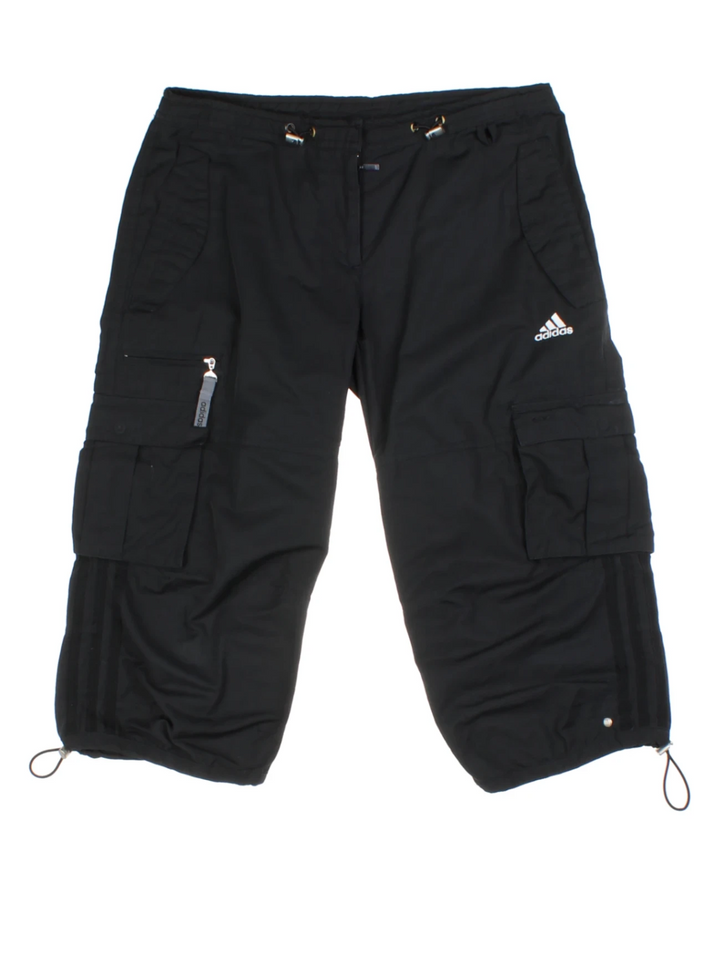 00s Adidas Black Cargo Capri Trousers (Size S)