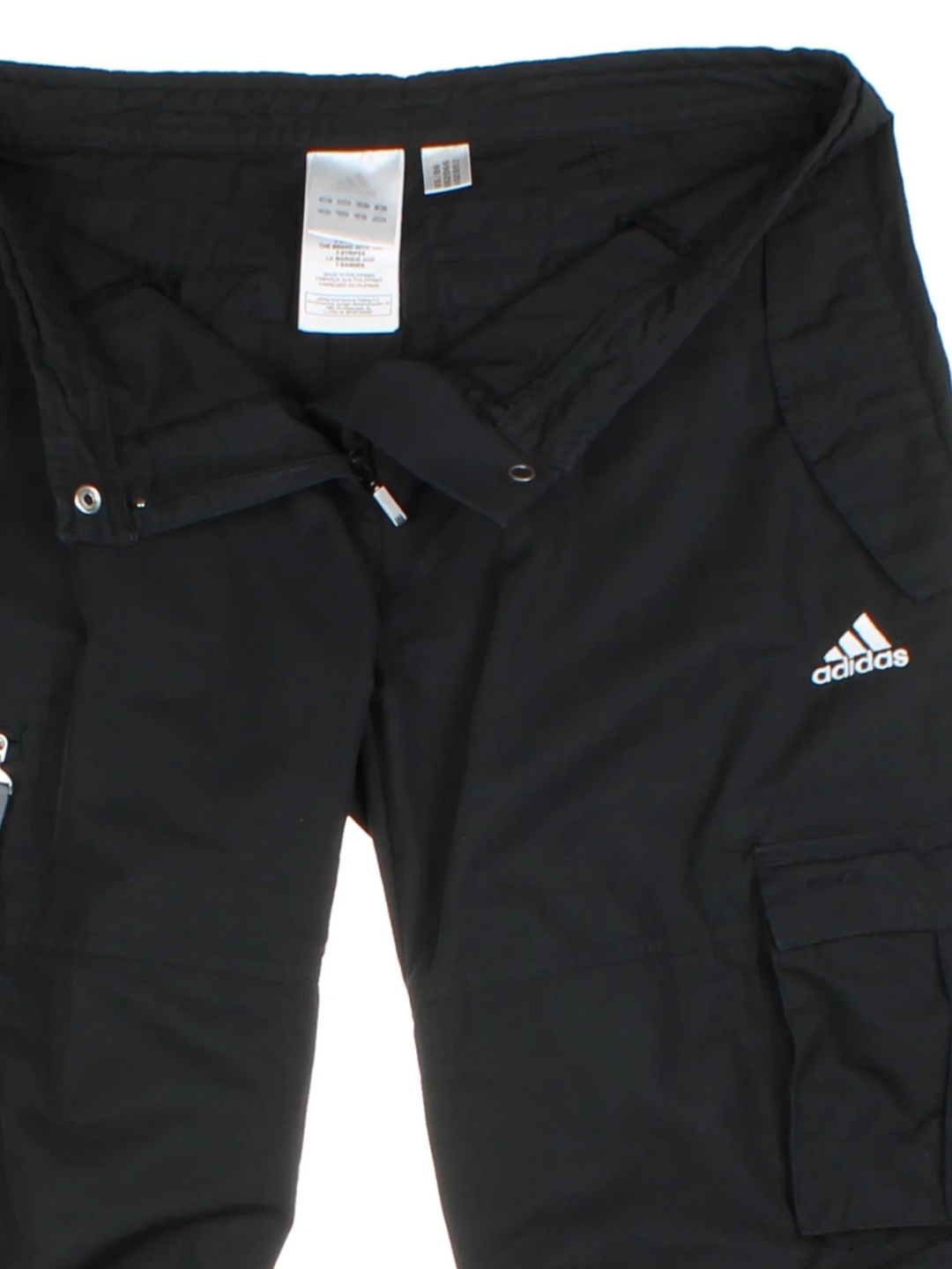 00s Adidas Black Cargo Capri Trousers (Size S)