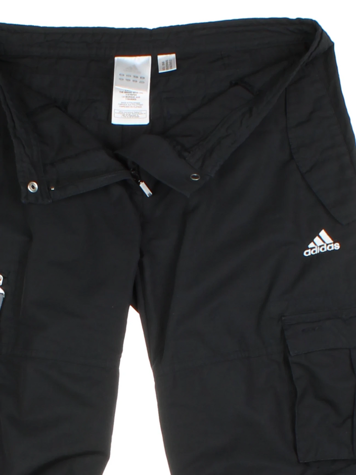 00s Adidas Black Cargo Capri Trousers (Size S)