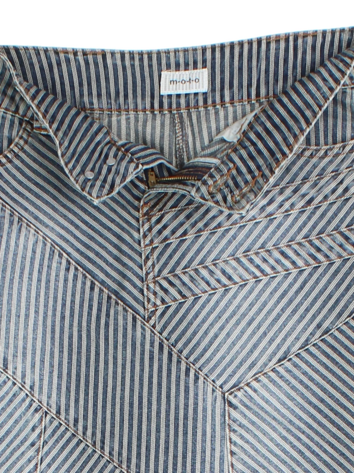 Y2K Blue Striped Denim Midi Skirt (Size M)