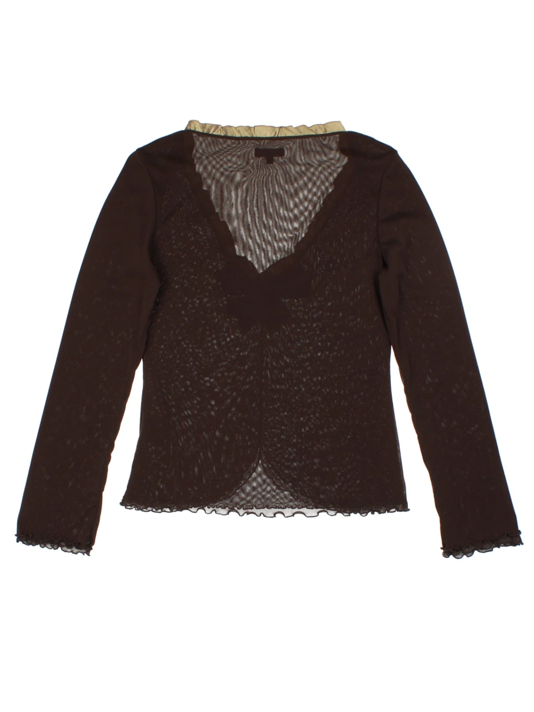 Y2K Brown Mesh Long Sleeve Top (Size M)