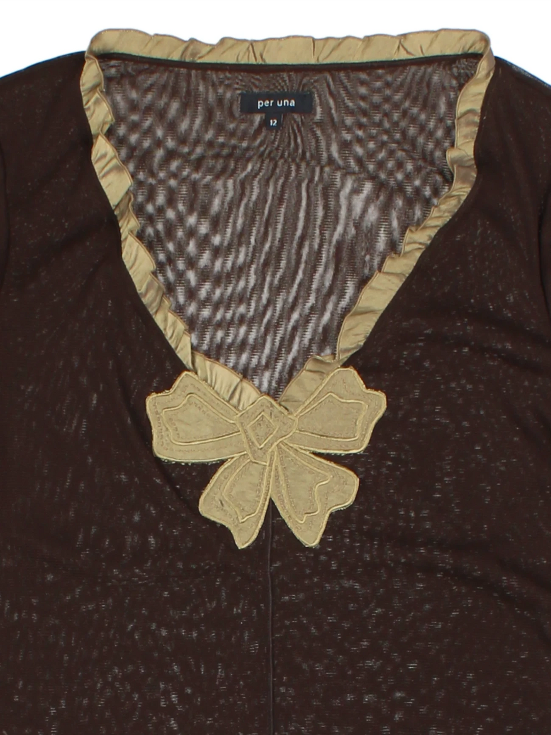 Y2K Brown Mesh Long Sleeve Top (Size M)