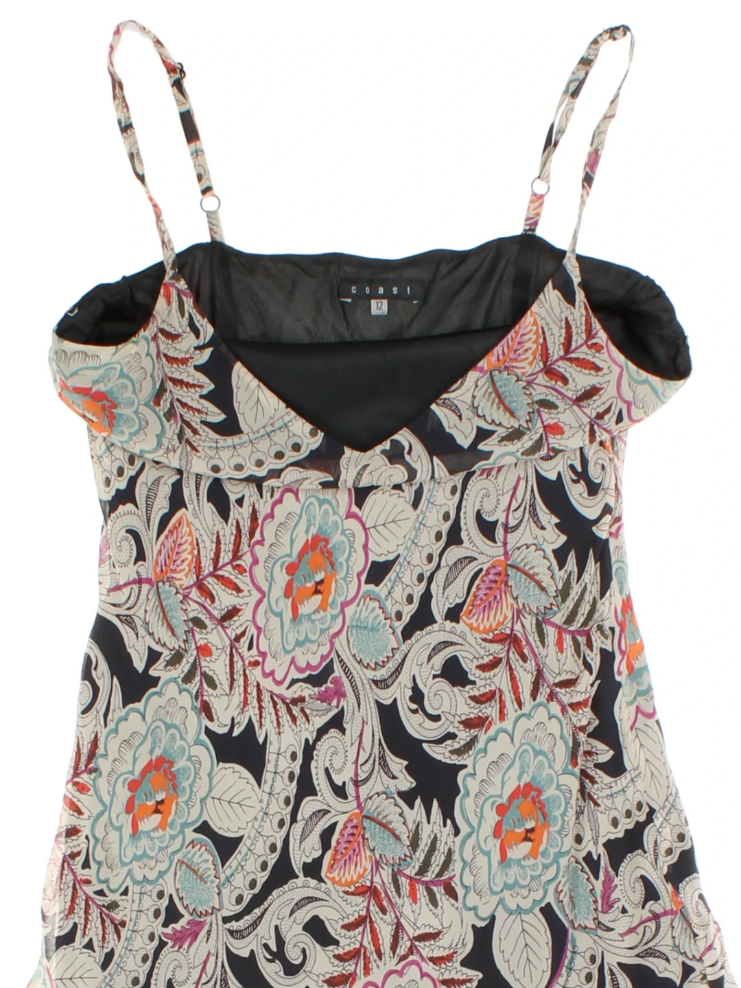 Y2K Black Floral Paisley Maxi Dress (Size S)