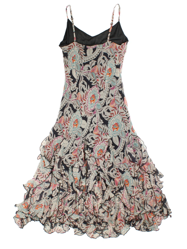 Y2K Black Floral Paisley Maxi Dress (Size S)