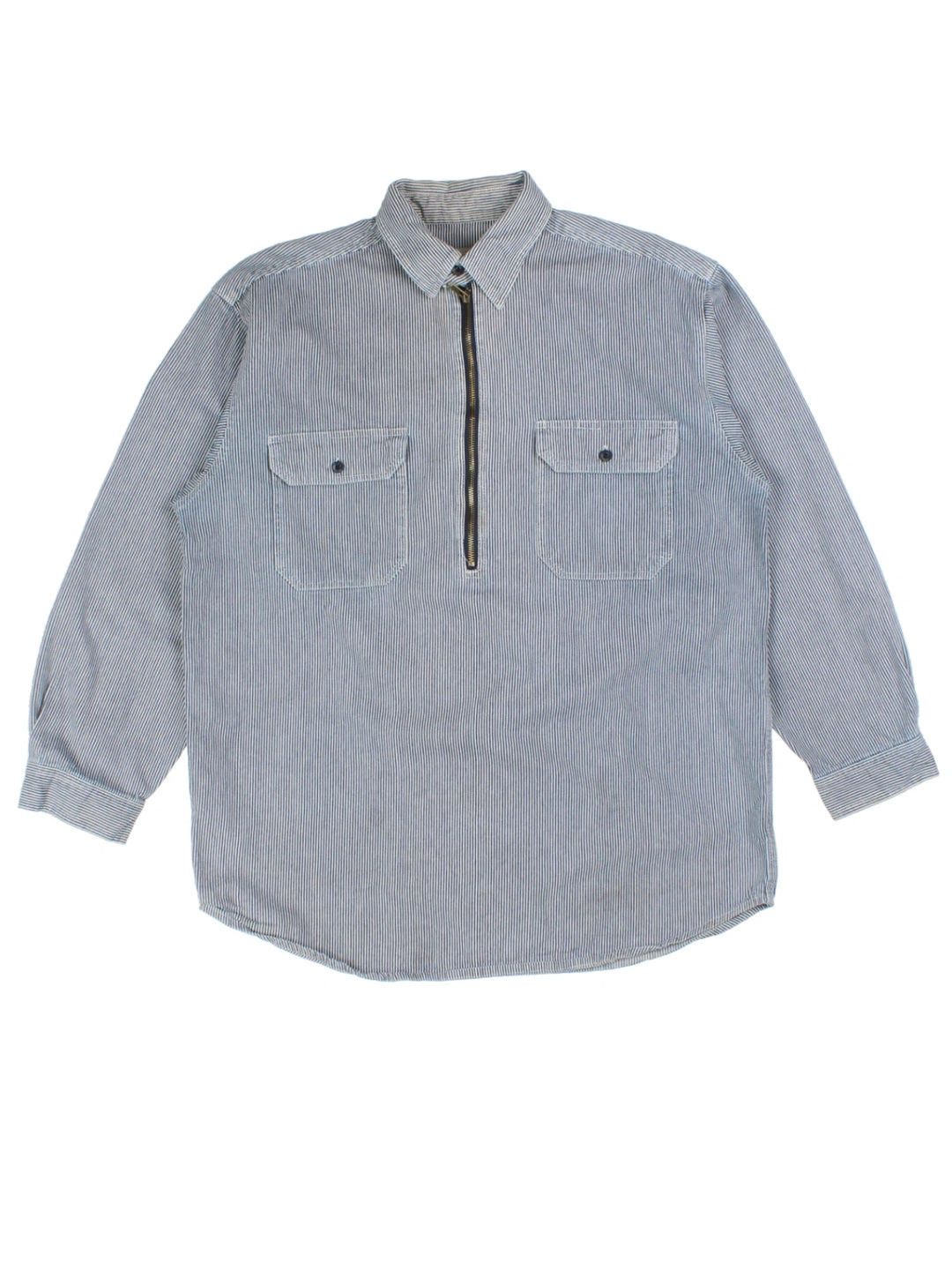 Key Blue Stripe Half Zip Shirt (Size XL)