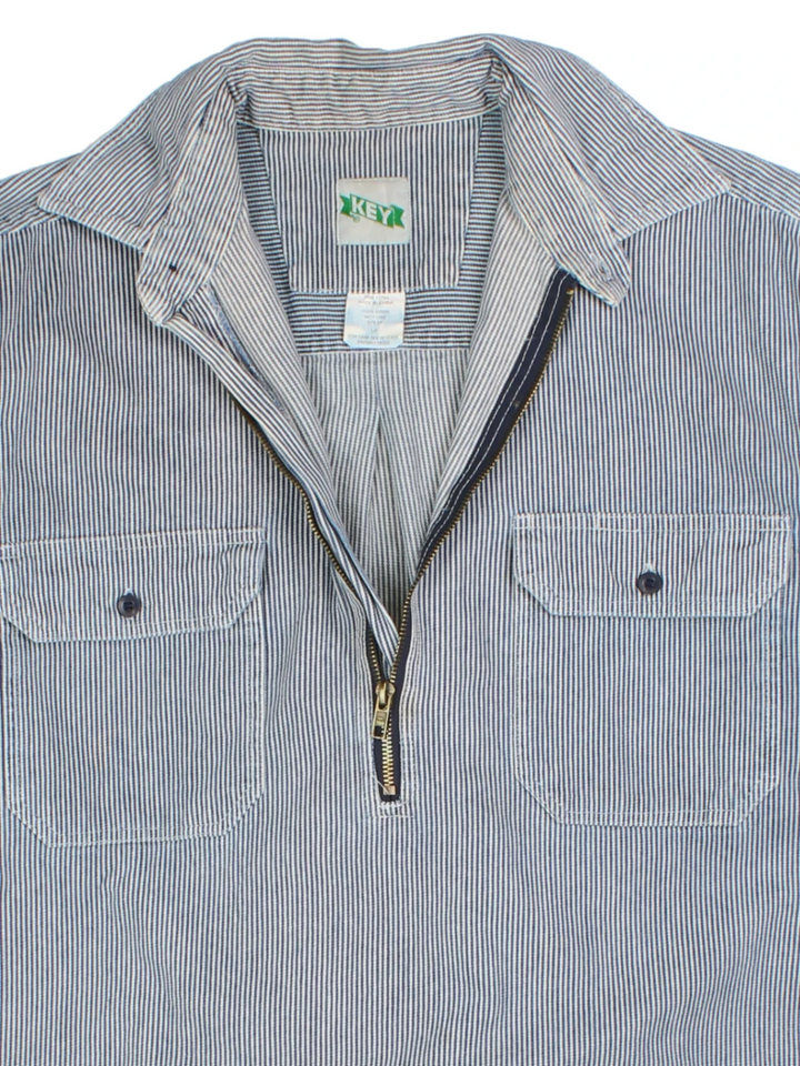 Key Blue Stripe Half Zip Shirt (Size XL)